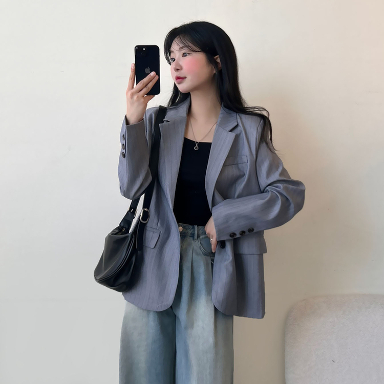 ストライプツーボタンジャケット LIGHT GRAY
