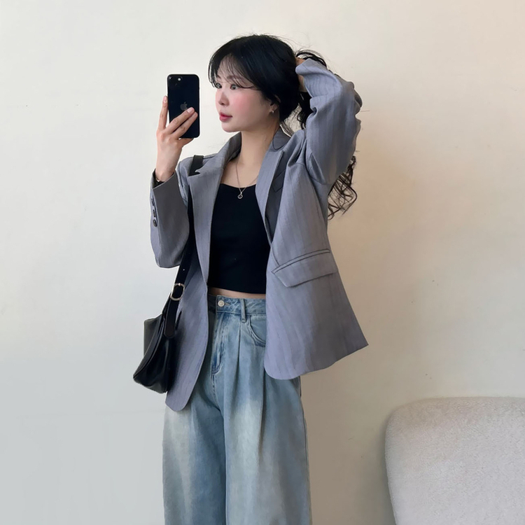 ストライプツーボタンジャケット LIGHT GRAY