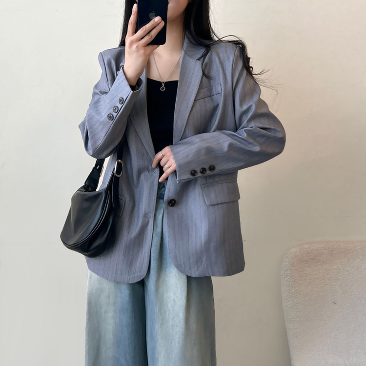 ストライプツーボタンジャケット LIGHT GRAY