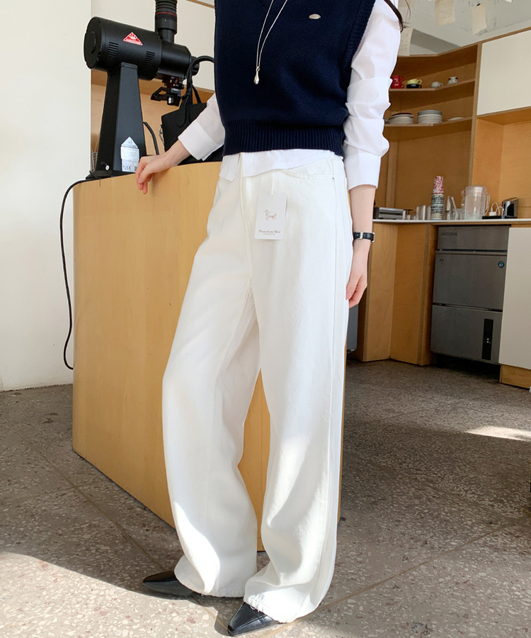 ストレートロングフィットコットンパンツ IVORY