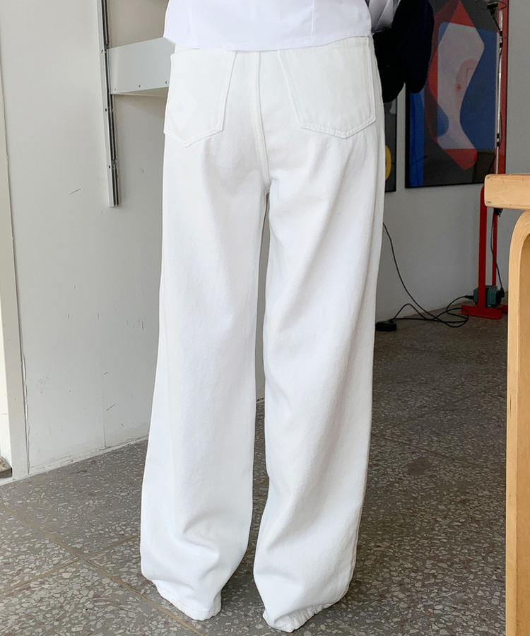 ストレートロングフィットコットンパンツ IVORY