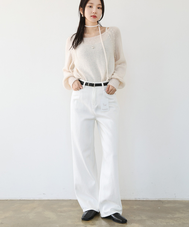 ストレートロングフィットコットンパンツ IVORY