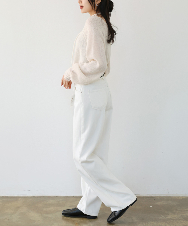 ストレートロングフィットコットンパンツ IVORY