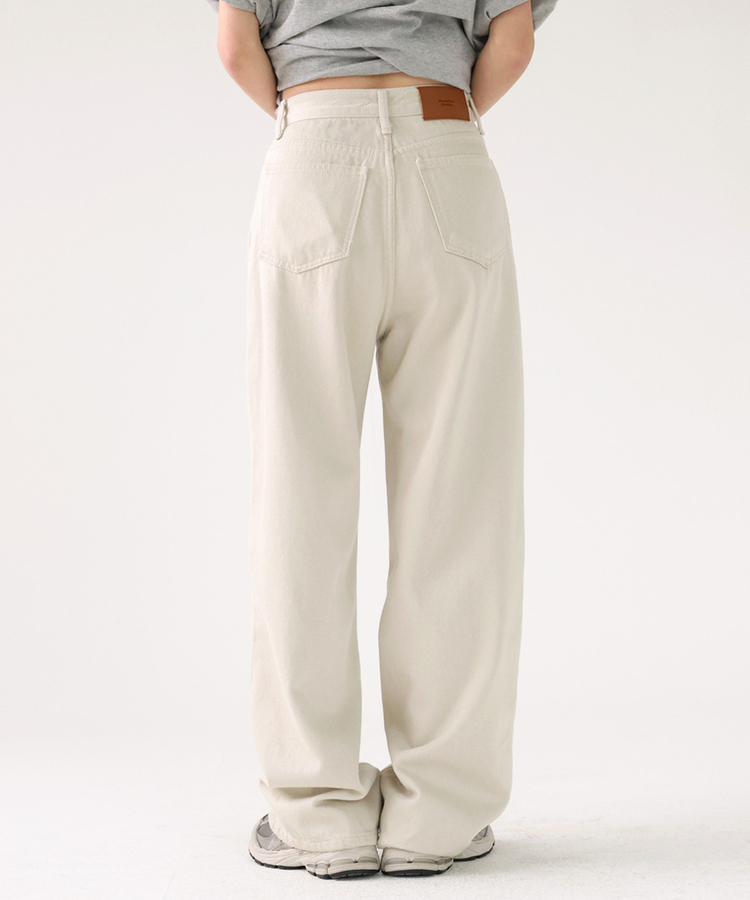 ストレートロングフィットコットンパンツ ASH-BEIGE