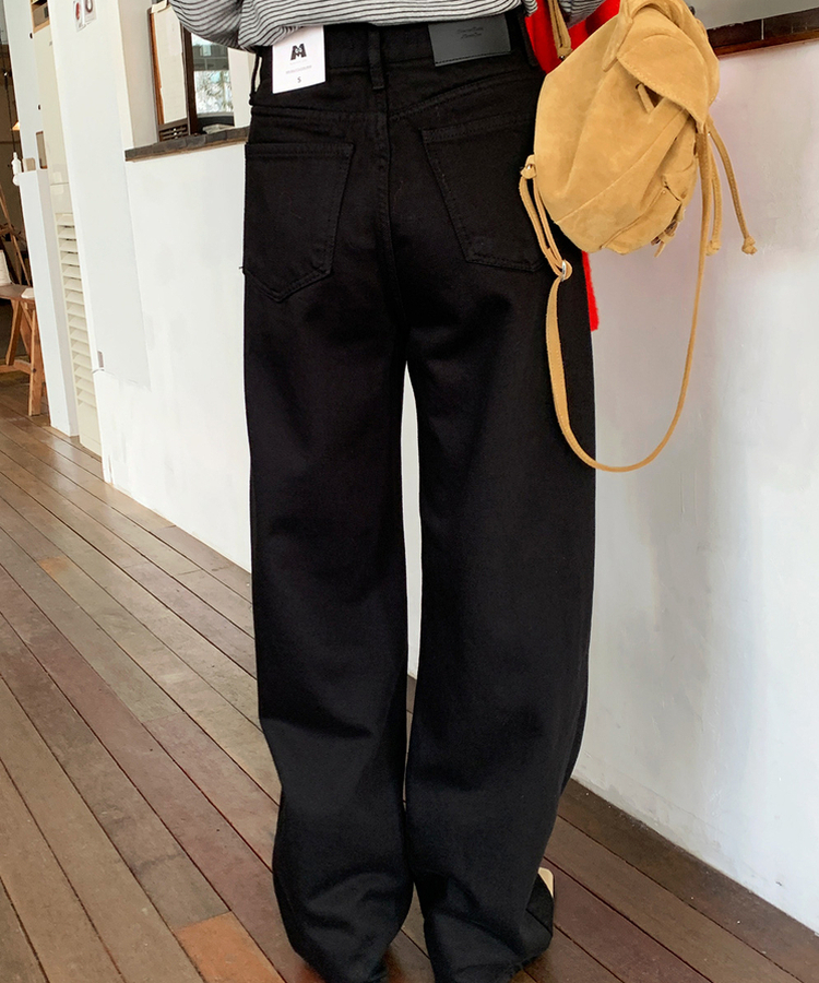 ストレートロングフィットコットンパンツ BLACK