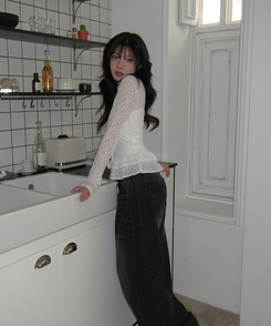 【マフラー付き】フリルレースブラウス LIGHT BEIGE