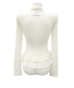 【マフラー付き】フリルレースブラウス