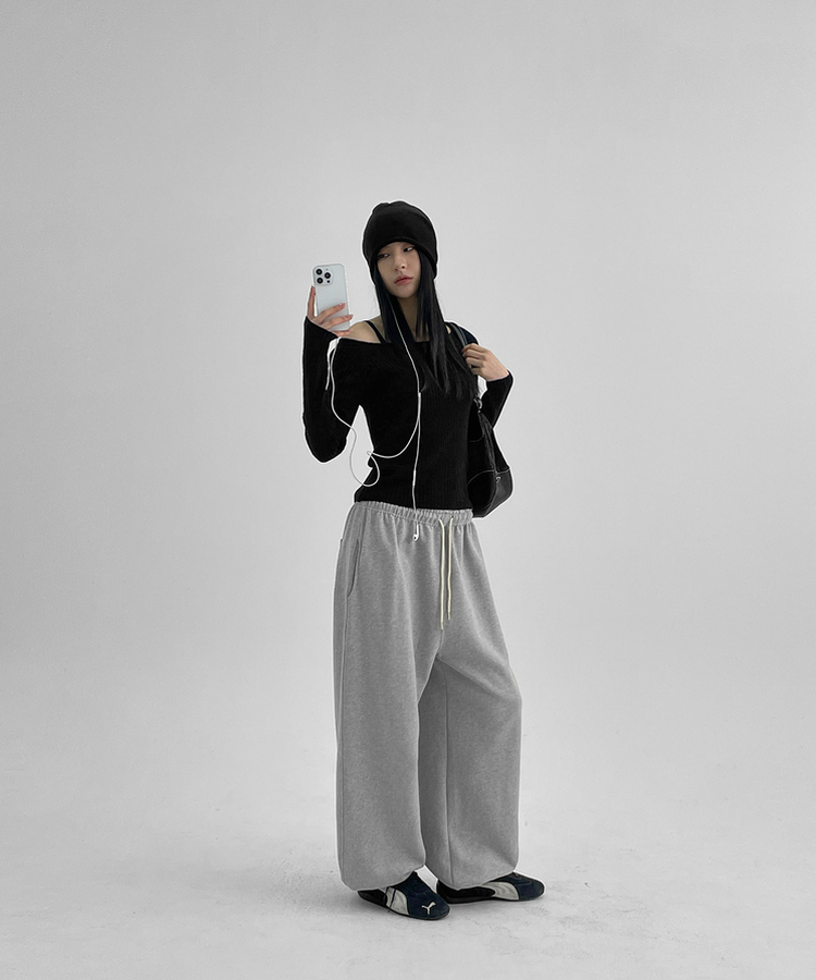 カシミアリブラグランニット BLACK