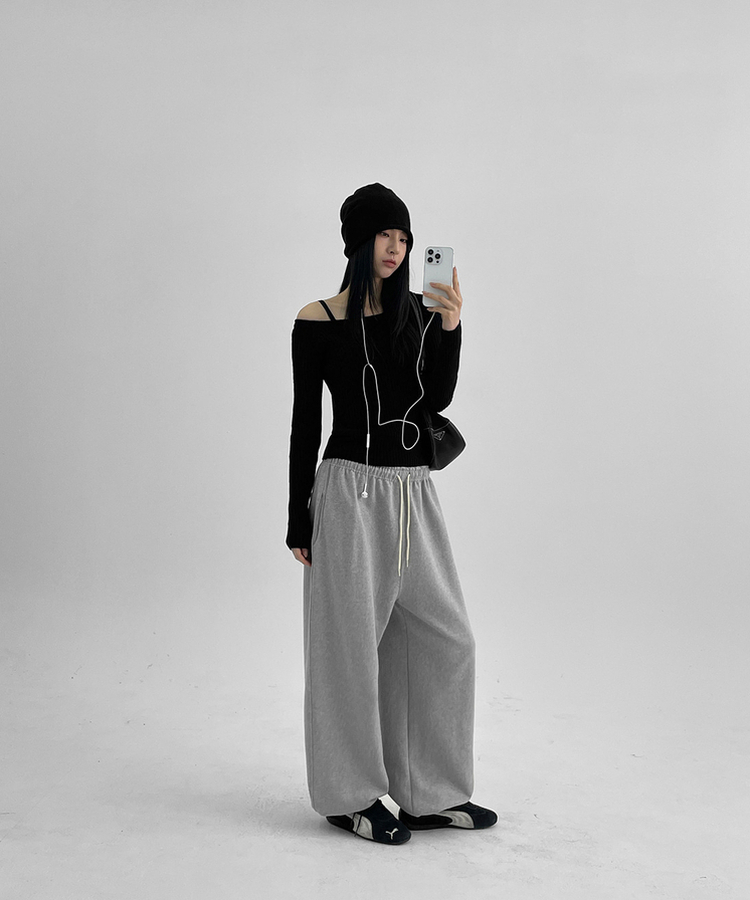 カシミアリブラグランニット BLACK