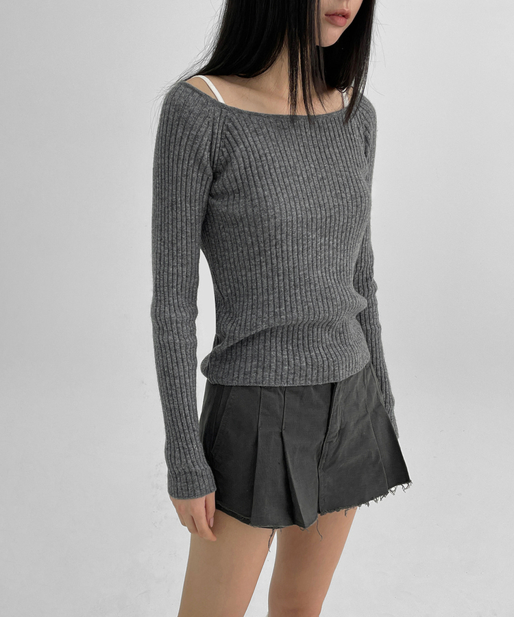 カシミアリブラグランニット MELANGE GRAY