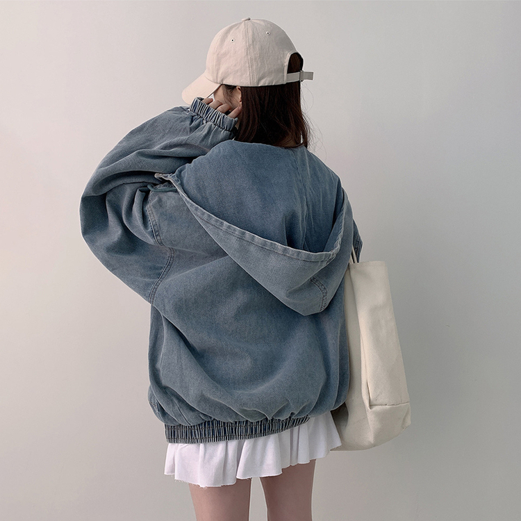 ビッグポケットデニムフードジャケット LIGHT BLUE