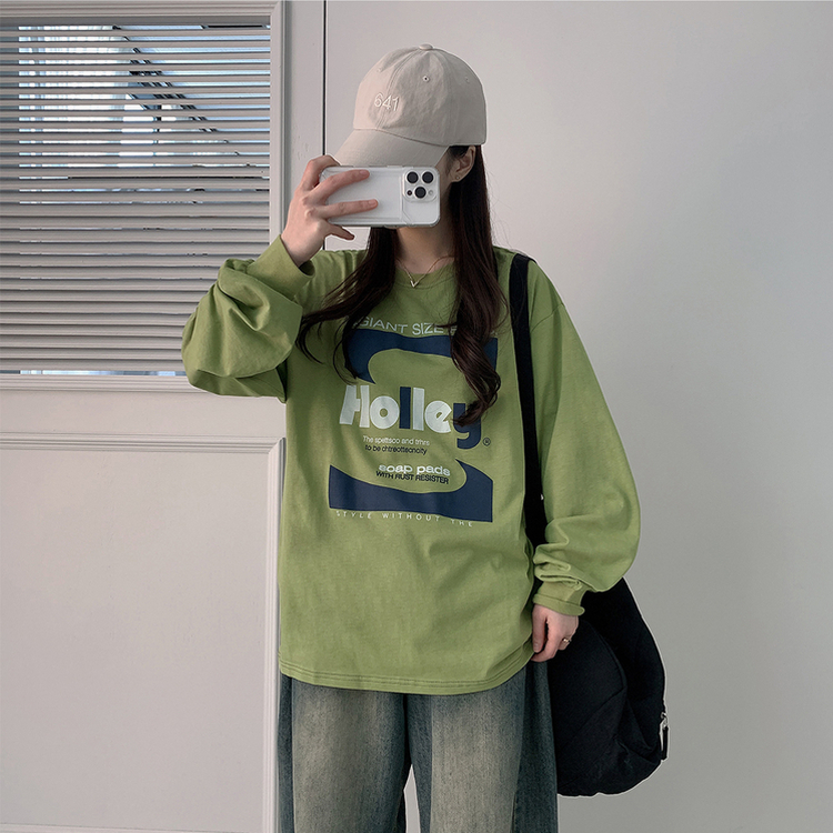 オーバーフィットプリンティング長袖Tシャツ OLIVE
