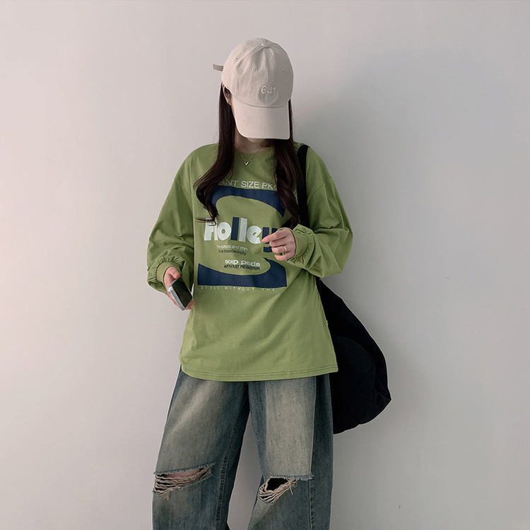 オーバーフィットプリンティング長袖Tシャツ OLIVE