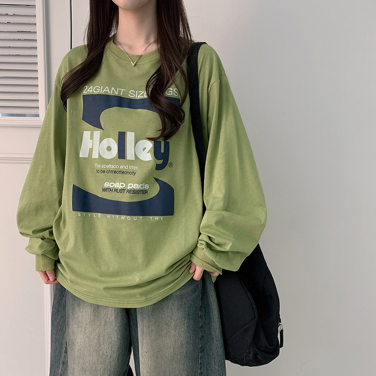 オーバーフィットプリンティング長袖Tシャツ OLIVE