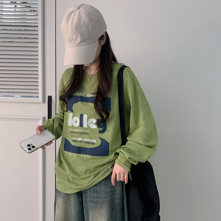 オーバーフィットプリンティング長袖Tシャツ OLIVE