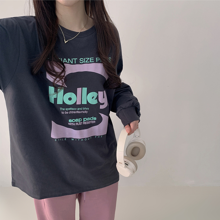 オーバーフィットプリンティング長袖Tシャツ CHARCOAL