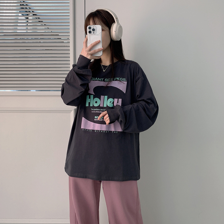 オーバーフィットプリンティング長袖Tシャツ CHARCOAL