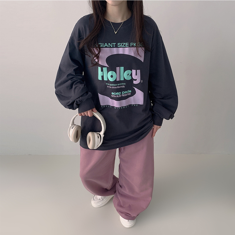 オーバーフィットプリンティング長袖Tシャツ CHARCOAL