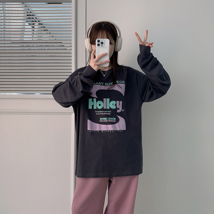 オーバーフィットプリンティング長袖Tシャツ CHARCOAL