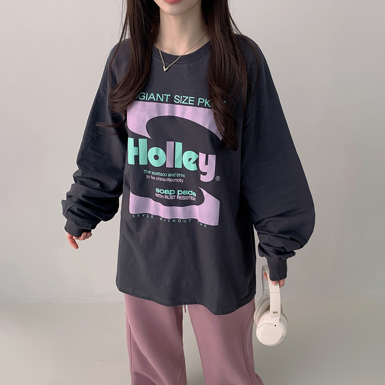 オーバーフィットプリンティング長袖Tシャツ CHARCOAL