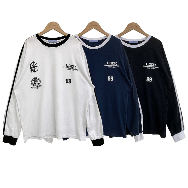トラックラインプリンティング長袖Tシャツ