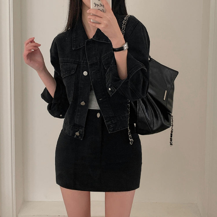 Hラインスパンポケットミニスカート BLACK