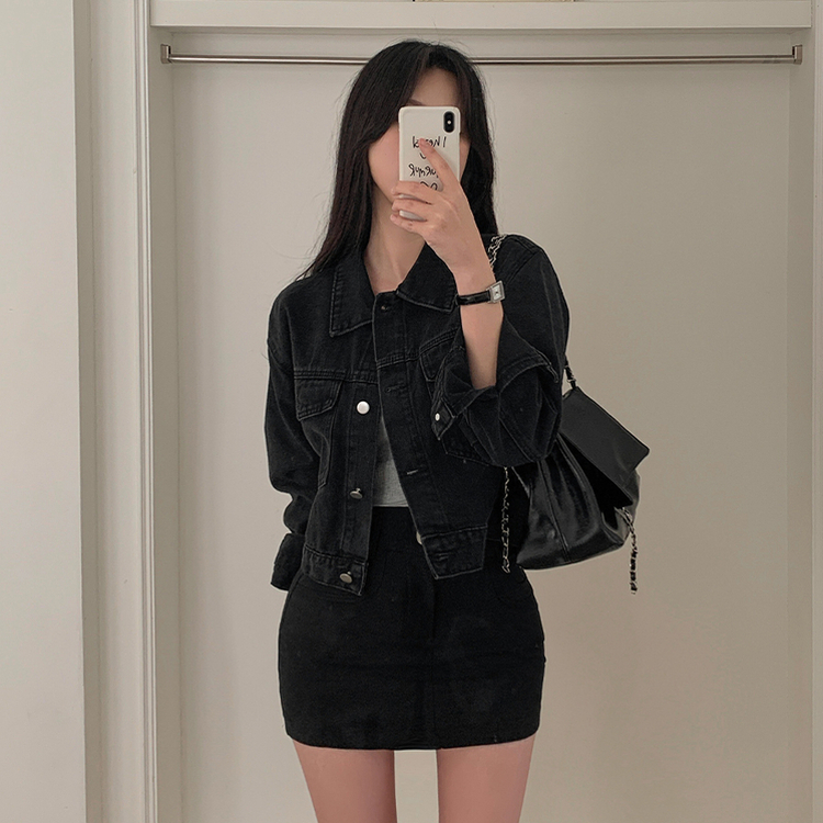 Hラインスパンポケットミニスカート BLACK