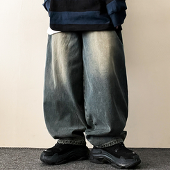 【丈別】]ビンテージウォッシングワイドデニムパンツ(5color) DARK DENIM
