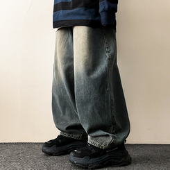 【丈別】]ビンテージウォッシングワイドデニムパンツ(5color) DARK DENIM