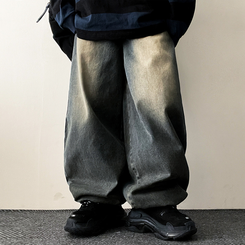 【丈別】]ビンテージウォッシングワイドデニムパンツ(5color) DARK DENIM