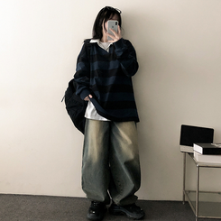 【丈別】]ビンテージウォッシングワイドデニムパンツ(5color) DARK DENIM