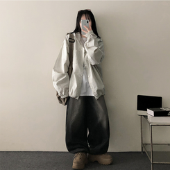 【丈別】]ビンテージウォッシングワイドデニムパンツ(5color) BLACK DENIM