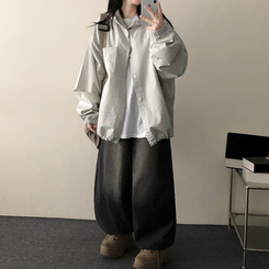 【丈別】]ビンテージウォッシングワイドデニムパンツ(5color) BLACK DENIM
