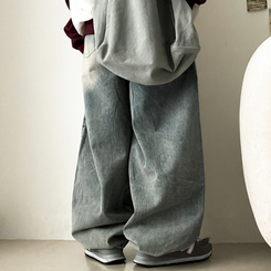 【丈別】]ビンテージウォッシングワイドデニムパンツ(5color) Vintage Light Blue