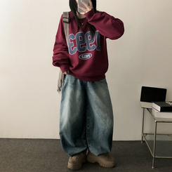 【丈別】]ビンテージウォッシングワイドデニムパンツ(5color) BLUE