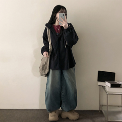 【丈別】]ビンテージウォッシングワイドデニムパンツ(5color) BLUE