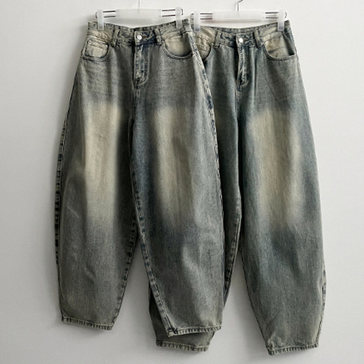 【丈別】]ビンテージウォッシングワイドデニムパンツ(5color)