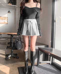 オフショルダーニット BLACK