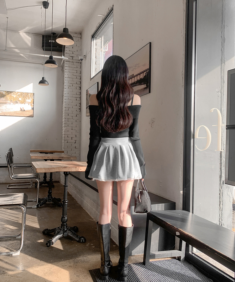 オフショルダーニット BLACK