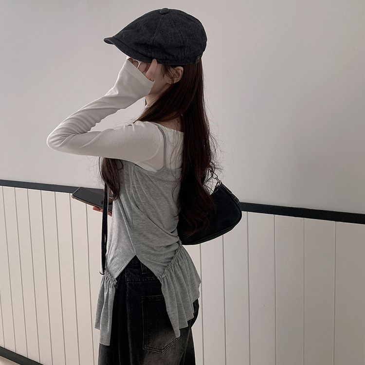 レイヤードフリルキャミソールワンピース|ミニワンピース|韓国 レイヤードフリルキャミソールワンピース|ミニワンピース|韓国