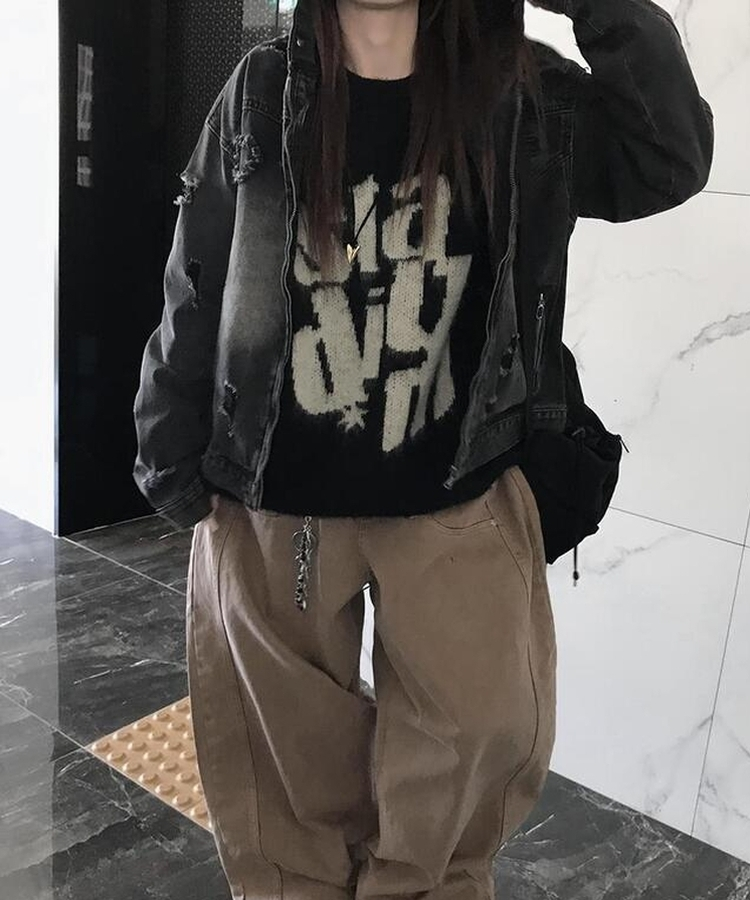 スターレタリングウールニット BLACK