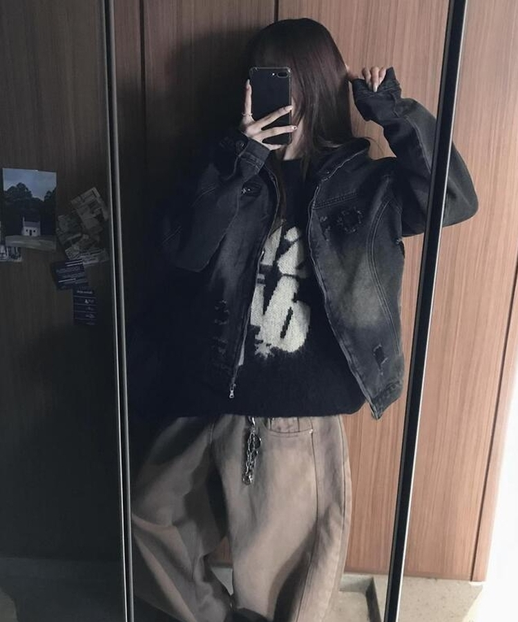 ビンテージデニムジップアップジャケット BLACK DENIM