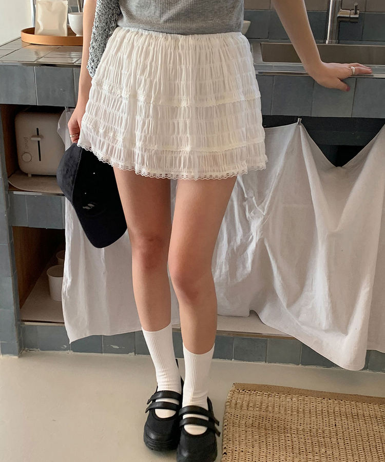 ティアードレースミニスカート IVORY