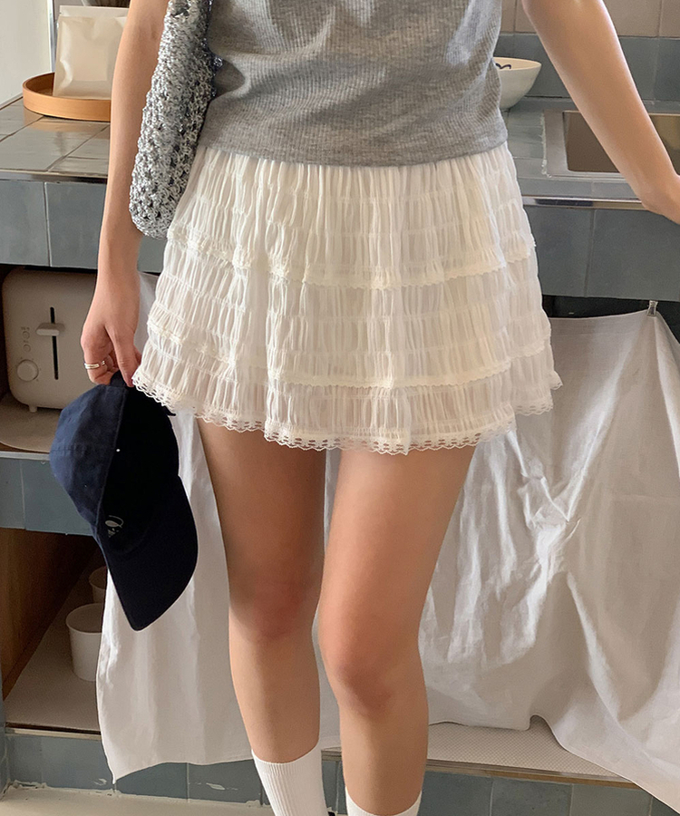 ティアードレースミニスカート IVORY