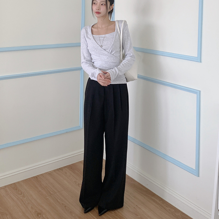 【丈別】ノーカットスラックスパンツ BLACK