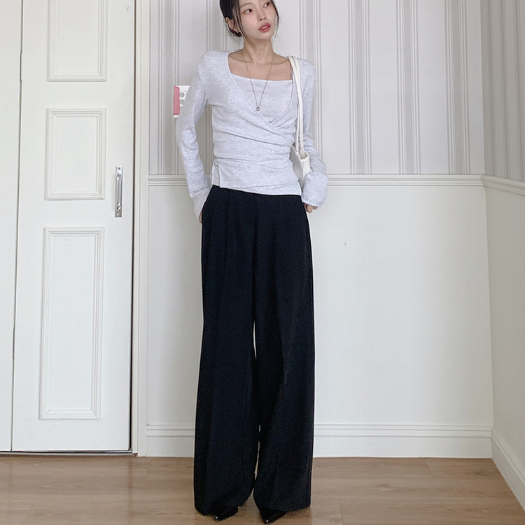 【丈別】ノーカットスラックスパンツ BLACK