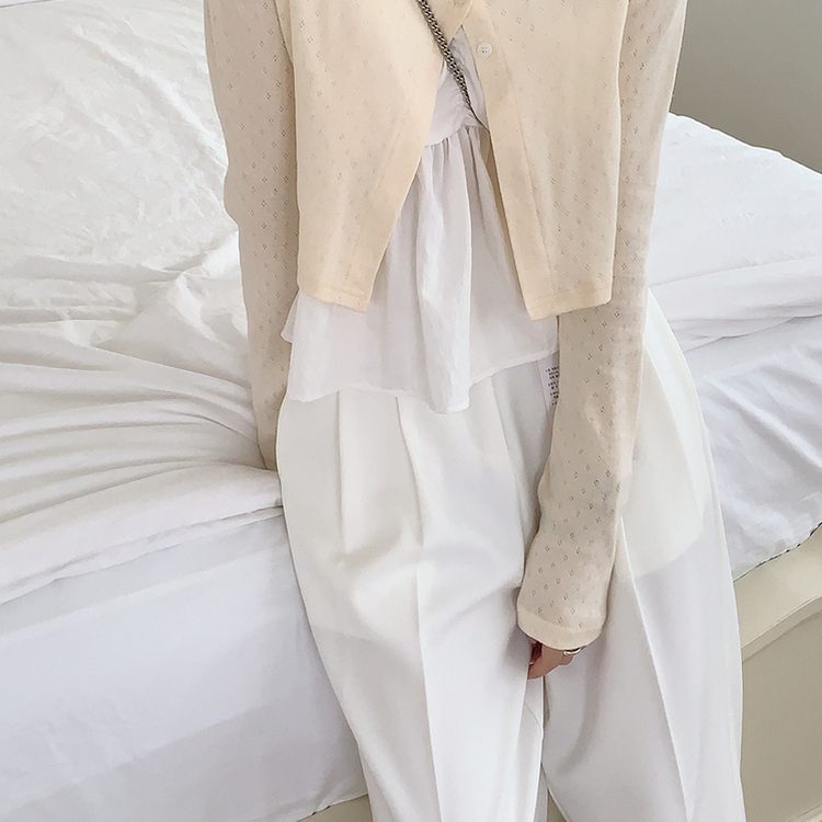 【丈別】ノーカットスラックスパンツ WHITE