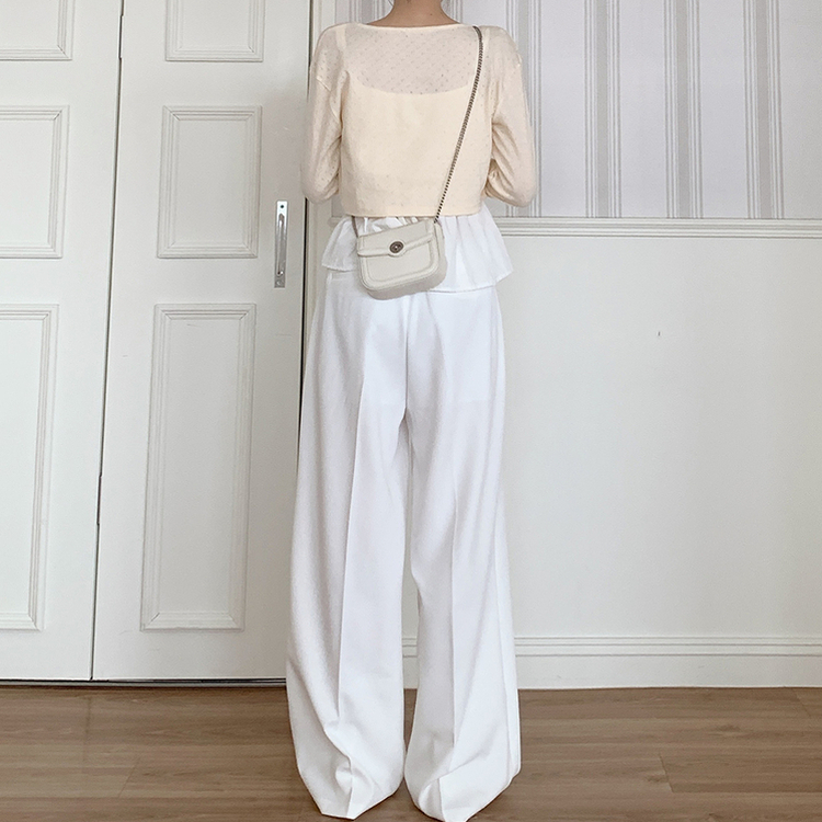 【丈別】ノーカットスラックスパンツ WHITE