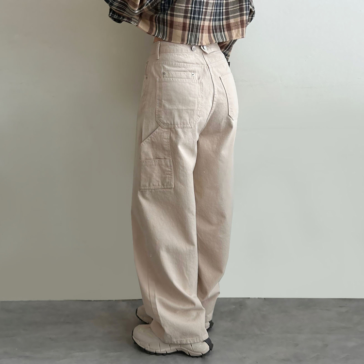 【SET】チェッククロップ長袖シャツ BEIGE