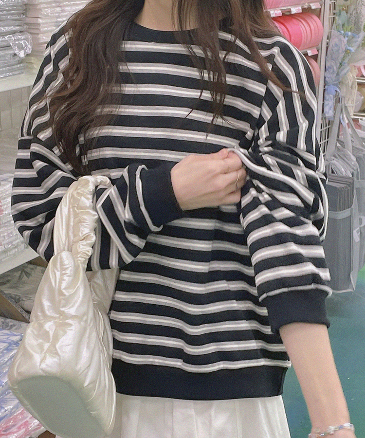 ストライプトレーナー BLACK